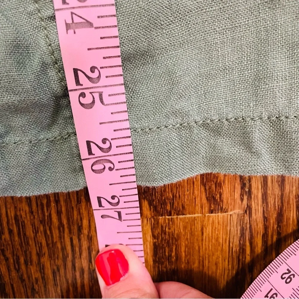 Michael Stars Military Anorak Green Linen Jacket‎ Zipper Tie Waist Size Small